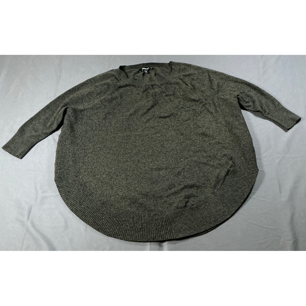 Express Womens Olive Green Heathered Oversized Dolman Curved Hem Sweater XS